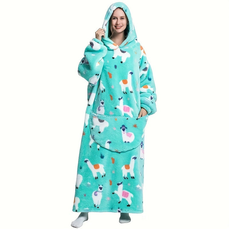 1pc Oversized Cartoon Hooded Blanket Sweatshirt, Ultra Cozy Wearable Fleece Throw for Adults, Extra Warm and Soft Pullover for Lounging, Gift Idea Lootquake LLC