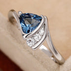 Geometric Design Copper Inlaid Zircon Women's Fashion Personality Affordable Luxury Silver Ring Pi-Mart