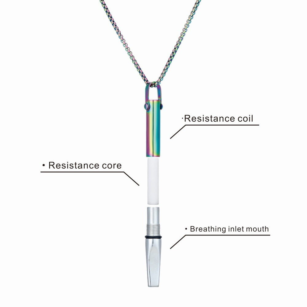 Breathing Resistance Whistle Necklace Round Tube Built-in Cotton Core Pi-Mart