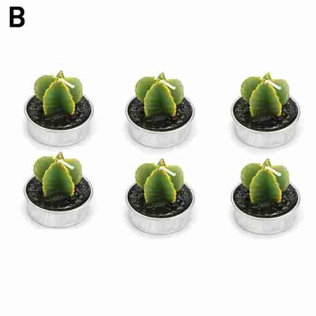 6Pcs Cactus Candle Cube Candle Simulated Plant Set Paraffin Scented 3D Candle Delicate Succulent Cactus Candles for Valentine's Day Birthday Party Wedding Spa Home Decoration Gifts Home Candle Tea Light Background Props Decor Stevvex
