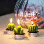 6Pcs Cactus Candle Cube Candle Simulated Plant Set Paraffin Scented 3D Candle Delicate Succulent Cactus Candles for Valentine's Day Birthday Party Wedding Spa Home Decoration Gifts Home Candle Tea Light Background Props Decor Stevvex