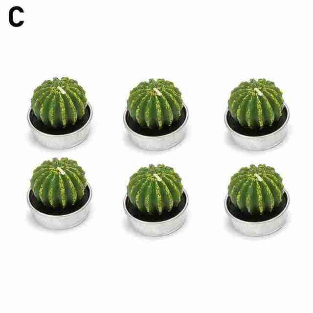 6Pcs Cactus Candle Cube Candle Simulated Plant Set Paraffin Scented 3D Candle Delicate Succulent Cactus Candles for Valentine's Day Birthday Party Wedding Spa Home Decoration Gifts Home Candle Tea Light Background Props Decor Stevvex