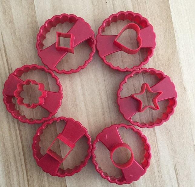 6Pcs Cookie Cake Cutter Decorating Fondant Cutters Tool Cookie Cutters Round Multifunctional Fudge Pastry Baking Mold Star Cookie Cutter Heart Center Stevvex