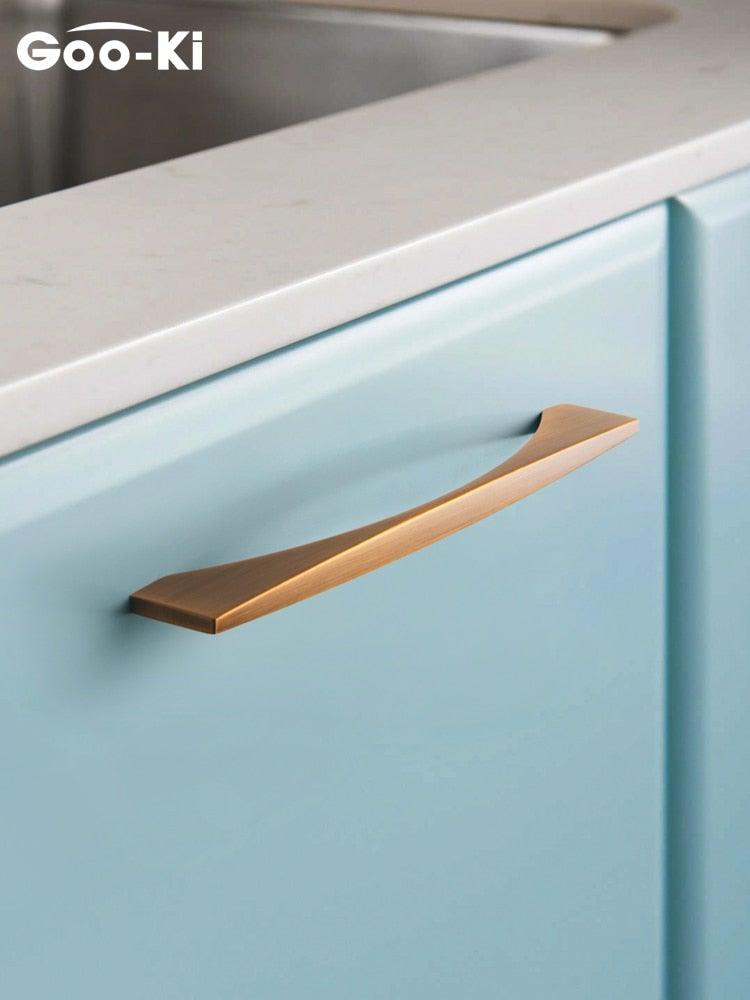 6PCS Set Nordic Modern Glam Brushed Bronze Drawer Knobs Kitchen Door Handles Cupboard Door Handle Cabinet Handles for Furniture Hardware  Brushed Brass Handle Modern Minimalist Cabinet Pull Drawer Handle Wardrobe Cabinet Hardware Stevvex