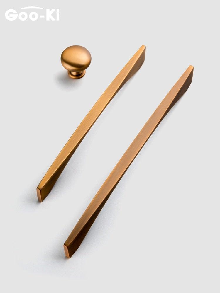 6PCS Set Nordic Modern Glam Brushed Bronze Drawer Knobs Kitchen Door Handles Cupboard Door Handle Cabinet Handles for Furniture Hardware  Brushed Brass Handle Modern Minimalist Cabinet Pull Drawer Handle Wardrobe Cabinet Hardware Stevvex