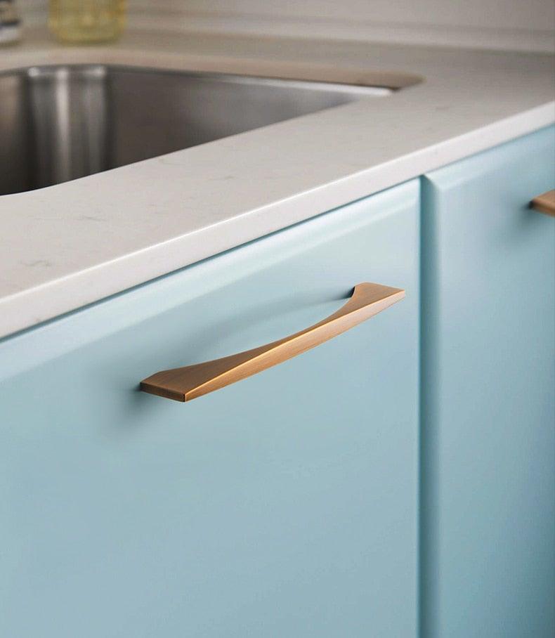 6PCS Set Nordic Modern Glam Brushed Bronze Drawer Knobs Kitchen Door Handles Cupboard Door Handle Cabinet Handles for Furniture Hardware  Brushed Brass Handle Modern Minimalist Cabinet Pull Drawer Handle Wardrobe Cabinet Hardware Stevvex