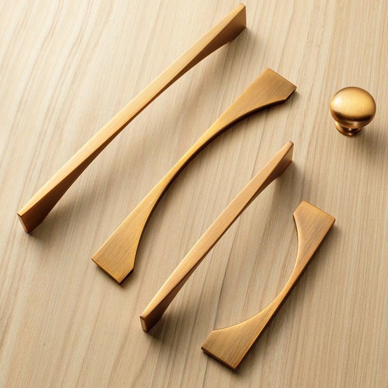 6PCS Set Nordic Modern Glam Brushed Bronze Drawer Knobs Kitchen Door Handles Cupboard Door Handle Cabinet Handles for Furniture Hardware  Brushed Brass Handle Modern Minimalist Cabinet Pull Drawer Handle Wardrobe Cabinet Hardware Stevvex