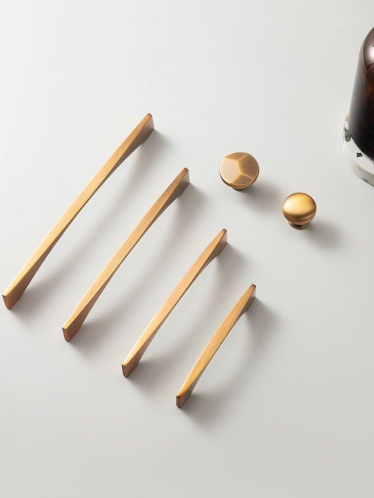 6PCS Set Nordic Modern Glam Brushed Bronze Drawer Knobs Kitchen Door Handles Cupboard Door Handle Cabinet Handles for Furniture Hardware  Brushed Brass Handle Modern Minimalist Cabinet Pull Drawer Handle Wardrobe Cabinet Hardware Stevvex