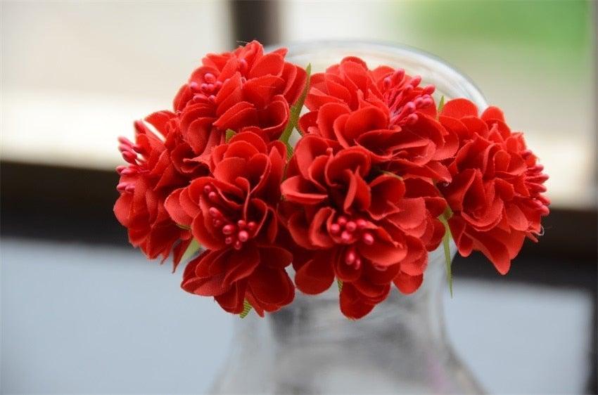 6pcs Silk Stamen Artificial Flower Bouquet Wedding Party Decoration Handmade Wreath Gift Scrapbooking Craft Fake Flowers Stevvex