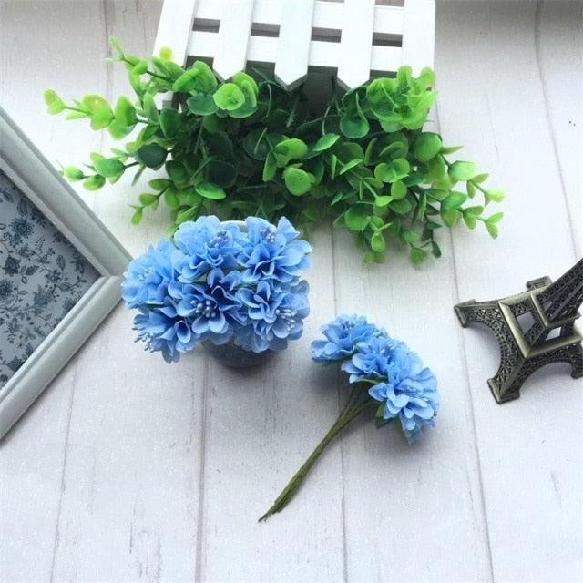 6pcs Silk Stamen Artificial Flower Bouquet Wedding Party Decoration Handmade Wreath Gift Scrapbooking Craft Fake Flowers Stevvex