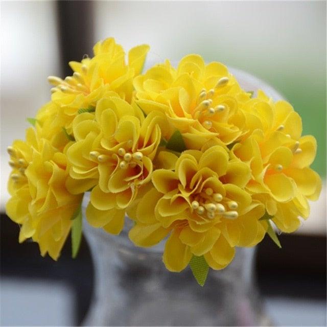 6pcs Silk Stamen Artificial Flower Bouquet Wedding Party Decoration Handmade Wreath Gift Scrapbooking Craft Fake Flowers Stevvex