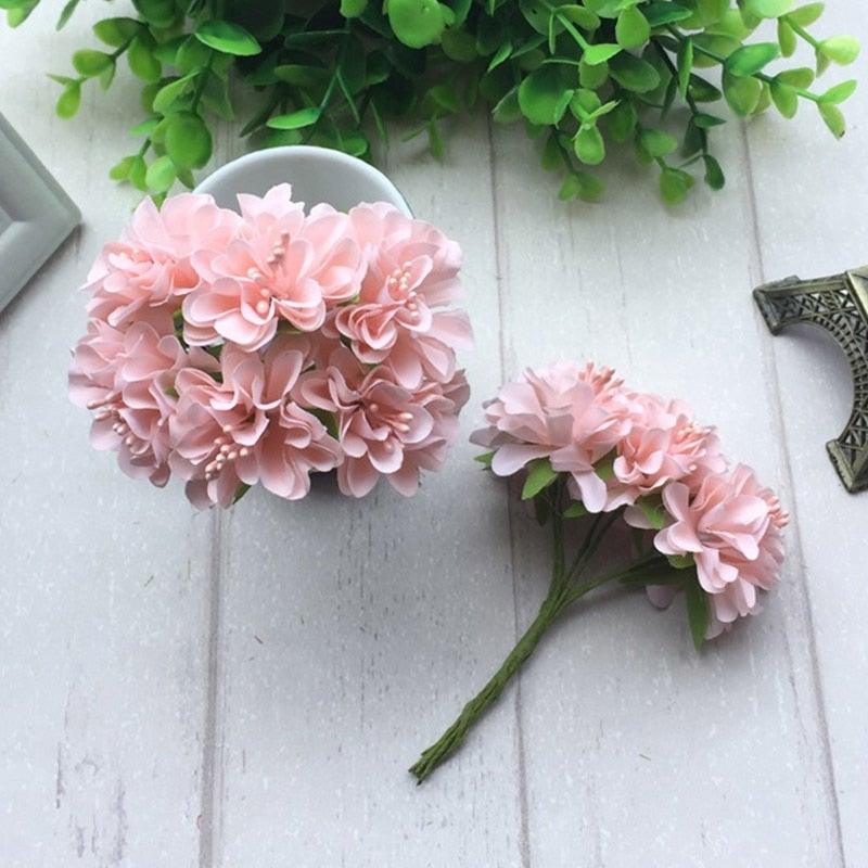 6pcs Silk Stamen Artificial Flower Bouquet Wedding Party Decoration Handmade Wreath Gift Scrapbooking Craft Fake Flowers Stevvex