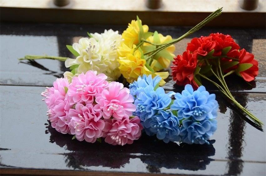 6pcs Silk Stamen Artificial Flower Bouquet Wedding Party Decoration Handmade Wreath Gift Scrapbooking Craft Fake Flowers Stevvex