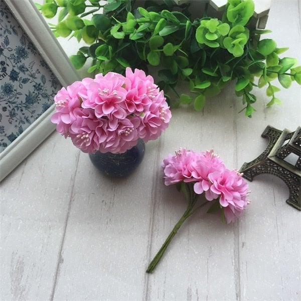 6pcs Silk Stamen Artificial Flower Bouquet Wedding Party Decoration Handmade Wreath Gift Scrapbooking Craft Fake Flowers Stevvex