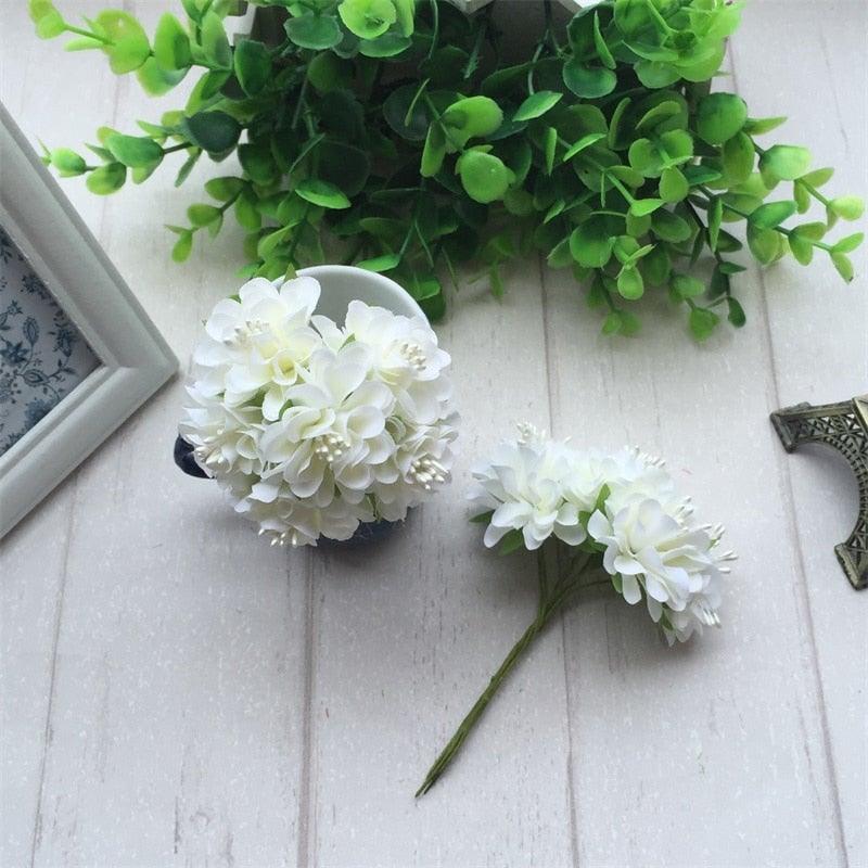 6pcs Silk Stamen Artificial Flower Bouquet Wedding Party Decoration Handmade Wreath Gift Scrapbooking Craft Fake Flowers Stevvex