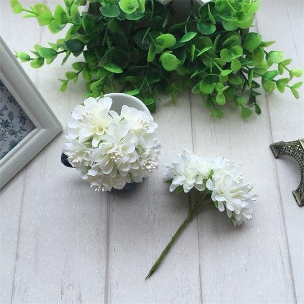 6pcs Silk Stamen Artificial Flower Bouquet Wedding Party Decoration Handmade Wreath Gift Scrapbooking Craft Fake Flowers Stevvex