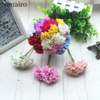 6pcs Silk Stamen Artificial Flower Bouquet Wedding Party Decoration Handmade Wreath Gift Scrapbooking Craft Fake Flowers Stevvex