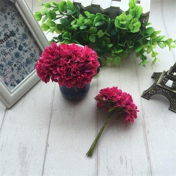 6pcs Silk Stamen Artificial Flower Bouquet Wedding Party Decoration Handmade Wreath Gift Scrapbooking Craft Fake Flowers Stevvex