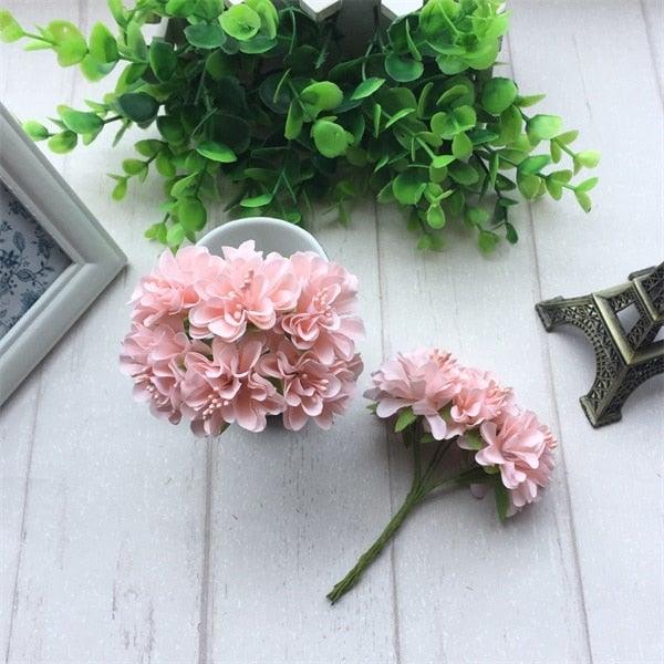 6pcs Silk Stamen Artificial Flower Bouquet Wedding Party Decoration Handmade Wreath Gift Scrapbooking Craft Fake Flowers Stevvex