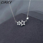 CIAXY Silver Color Inlaid Zircon Star Necklaces