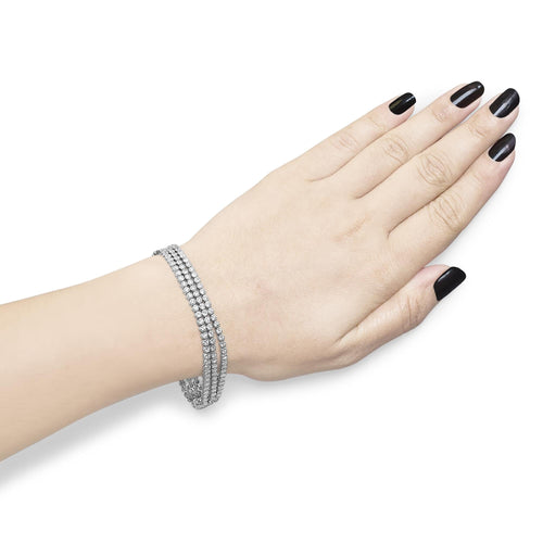 18K White Gold 5.00 Cttw Natural Diamond 3 Row Link Tennis Bracelet (G-H Color, VS1-VS2 Clarity) - 7.25" Inches Lootquake LLC
