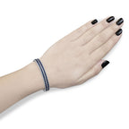 18K White Gold Alternating Diamond and 8.00 Cttw Princess Cut Blue Sapphire Multi Row Bangle Bracelet (G-H Color, VS1-VS2 Clarity) - 7" Inches