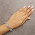 14K White Gold Pink Sapphire and Diamond Floral Lattice Link Bracelet - 7.25" Inches Lootquake LLC