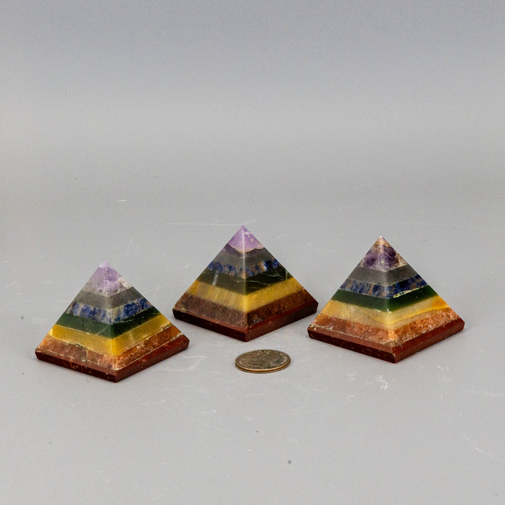 7 Chakras Crystal Pyramid - Genuine Gemstone Energy Healing Meditation Decor Crystal Destiny