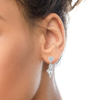18K White Gold 9 1/2 Cttw Diamond Cluster Drop Dangle Clip-On Earrings (F-G Color, VS1-VS2 Clarity) Lootquake LLC