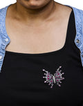 18K White Gold 1.00 Cttw Diamond, Ruby  Sapphire, and Amethyst Mixed Gemstone Butterfly Brooch Pin (G-H Color, VS1-VS2 Clarity) Lootquake LLC