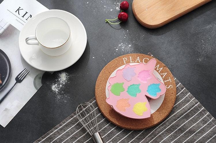 7 Cells Cute Unicorn Silicone Cake Molds No Smell Food Grade Material For Candle, Fondant, Biscuit, Dessert, Chocolate Molds Mini Unicorn Head Ice Cube Tray, Unicorn Silicone Molds Set For Chocolate Candy Cake Cupcake Soap Baking Stevvex