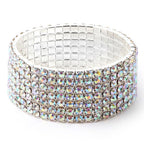 7 Row Stretch Rhinestone Bracelet Gold Crystal Sparkle
