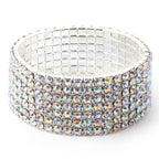 7 Row Stretch Rhinestone Bracelet Gold Crystal Sparkle