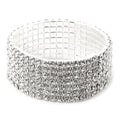 7 Row Stretch Rhinestone Bracelet Gold Crystal Sparkle