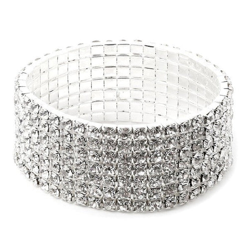 7 Row Stretch Rhinestone Bracelet Gold Crystal Sparkle