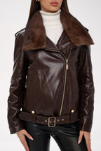 Genuine Mink Fur Embossed Leather Jacket - SJB-DIAMOND ELITES