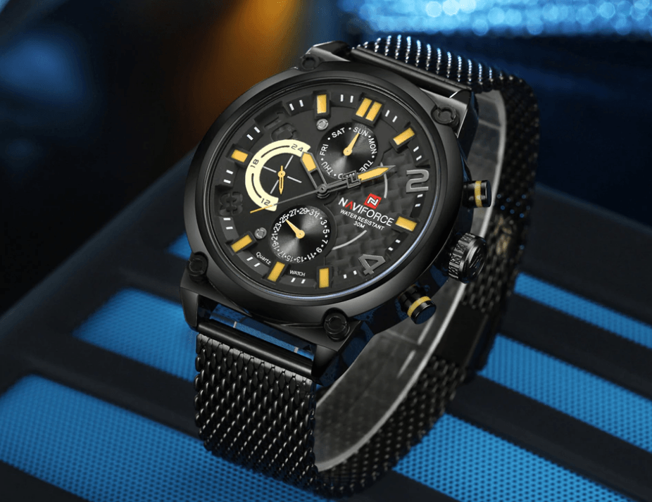 Men's Multifunction Analog Quartz Watches Waterproof Wrist Watch With Stainless Steel Mesh Band Excellent Design Perfect Gift - SJB-DIAMOND ELITES