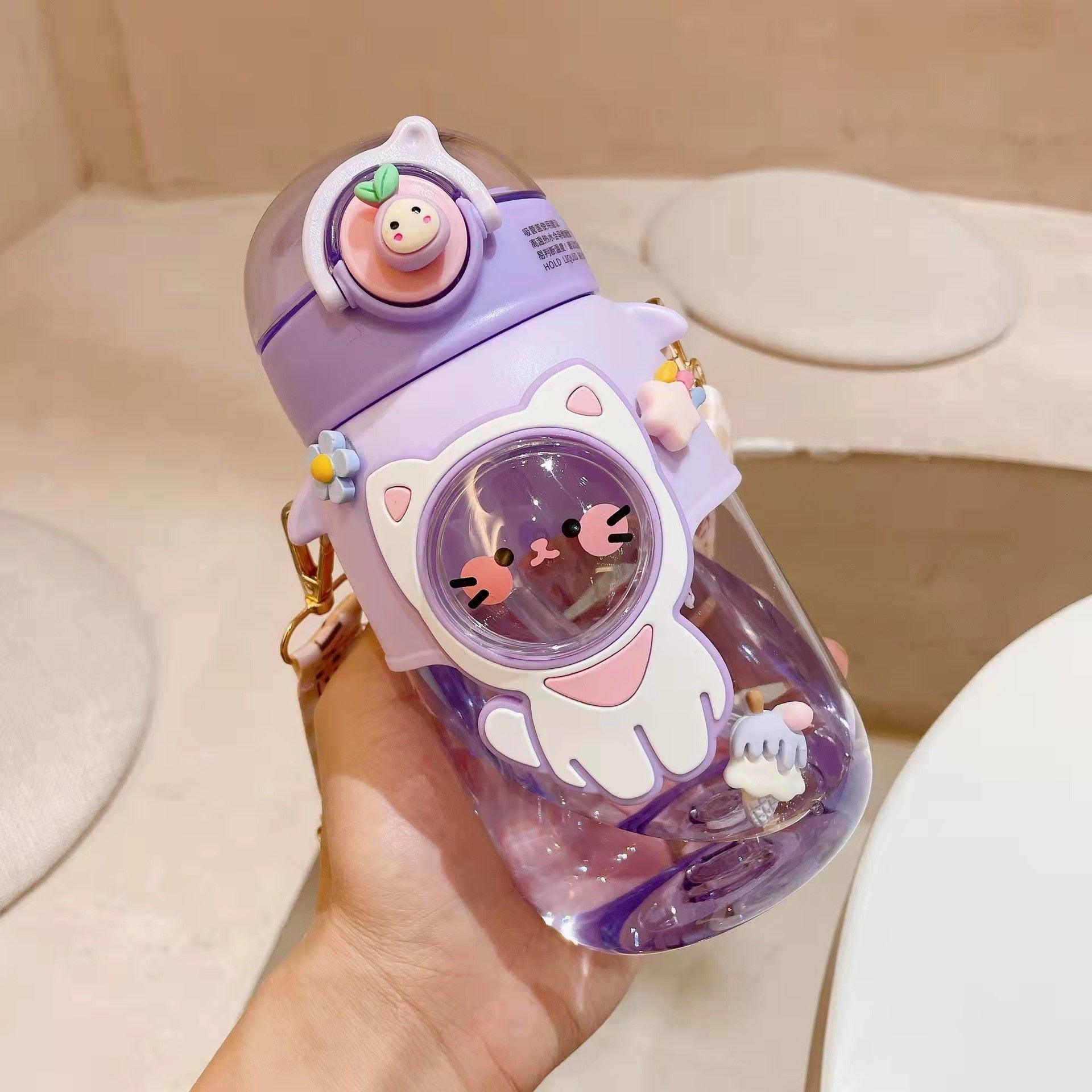 700ml Kids Water Bottle for School Boys Girl Cup With Straw BPA Free Cute Cartoon Leakproof Mug Portable Travel Drinking Water Bottle with Strap and Stickers Portable Leakproof BPA-Free Drinking Bottle for Girls School Outdoor Sports Travel Stevvex