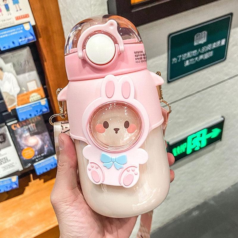 700ml Kids Water Bottle for School Boys Girl Cup With Straw BPA Free Cute Cartoon Leakproof Mug Portable Travel Drinking Water Bottle with Strap and Stickers Portable Leakproof BPA-Free Drinking Bottle for Girls School Outdoor Sports Travel Stevvex