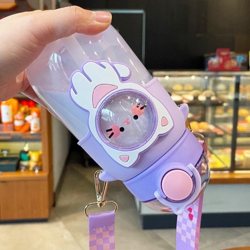 700ml Kids Water Bottle for School Boys Girl Cup With Straw BPA Free Cute Cartoon Leakproof Mug Portable Travel Drinking Water Bottle with Strap and Stickers Portable Leakproof BPA-Free Drinking Bottle for Girls School Outdoor Sports Travel Stevvex