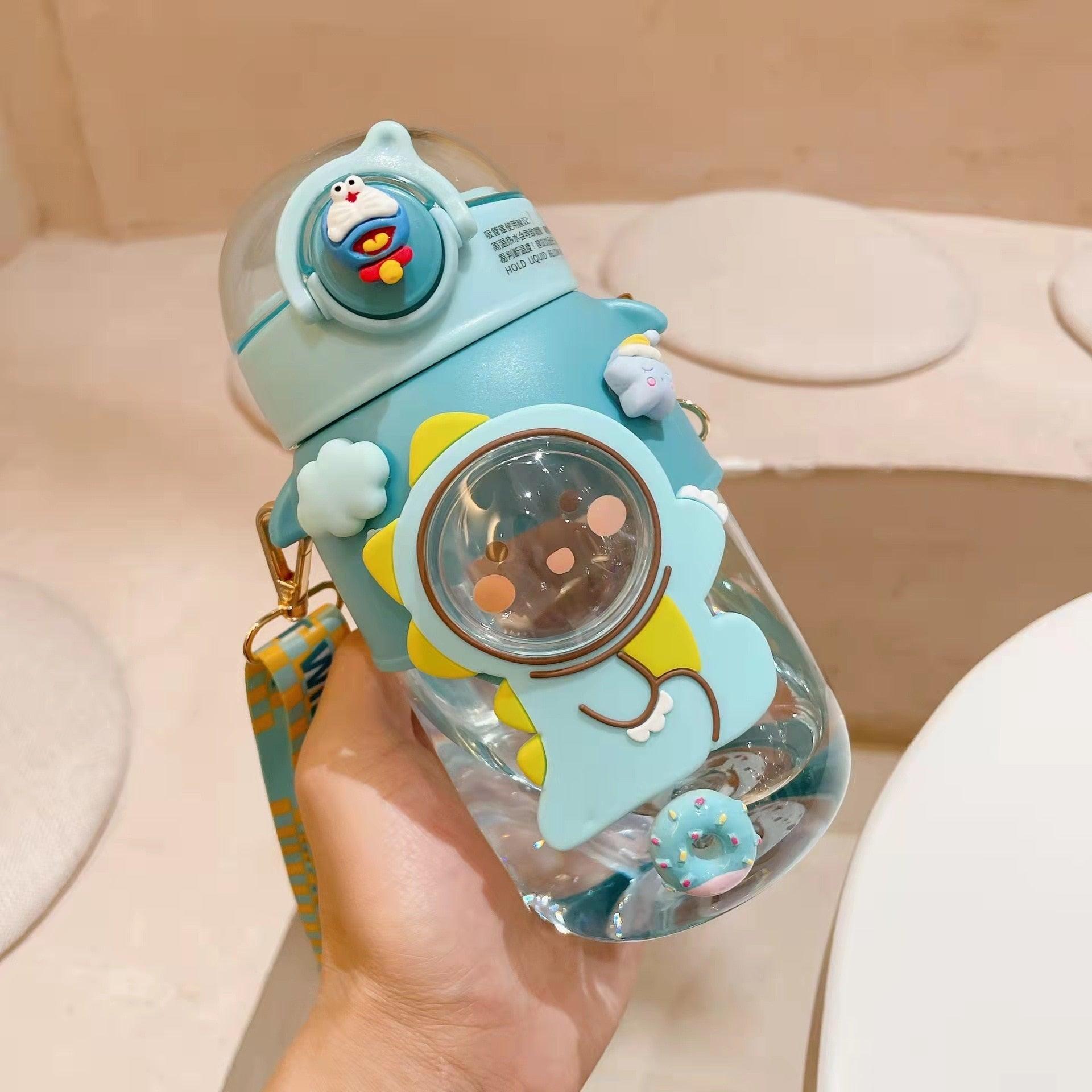 700ml Kids Water Bottle for School Boys Girl Cup With Straw BPA Free Cute Cartoon Leakproof Mug Portable Travel Drinking Water Bottle with Strap and Stickers Portable Leakproof BPA-Free Drinking Bottle for Girls School Outdoor Sports Travel Stevvex