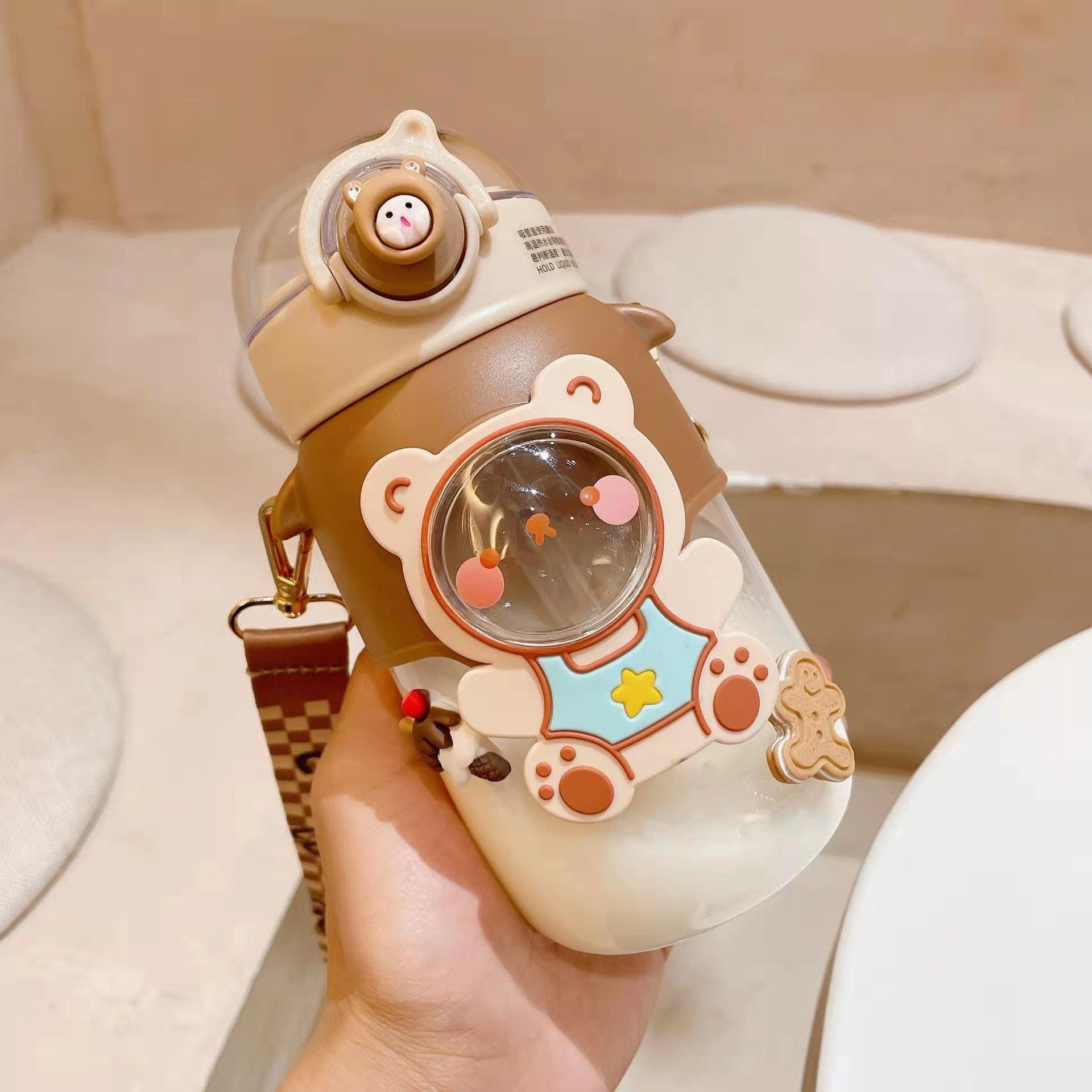 700ml Kids Water Bottle for School Boys Girl Cup With Straw BPA Free Cute Cartoon Leakproof Mug Portable Travel Drinking Water Bottle with Strap and Stickers Portable Leakproof BPA-Free Drinking Bottle for Girls School Outdoor Sports Travel Stevvex