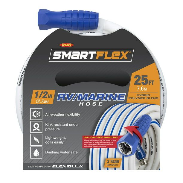 SmartFlex? RV/Marine Hose, 1/2" x 25', 3/4" - 11 1/2 GHT Fittings