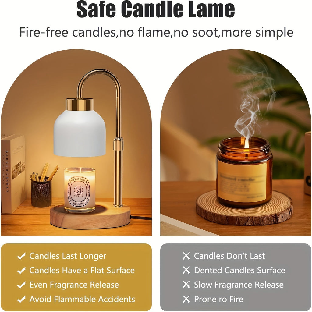Adjustable Height Dimmable Candle Lamp Warmer With Timer Compatible With Large Jar Candles No Flame Scented Candle Wax Warmer With 2 Bulbs Mothers Day Gift Bedroom Home Decor Lootquake LLC
