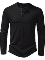 Men's Button Detail Long Sleeve T-Shirt