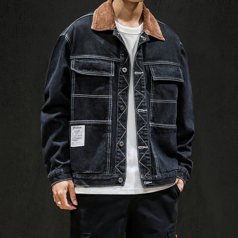 Men Balck Denim Jackets Pi-Mart