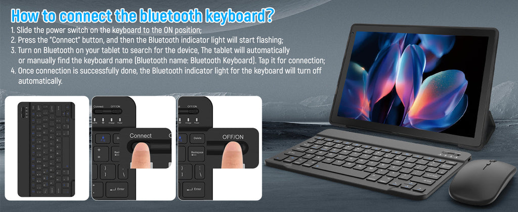 A10L 10 Inch Android Tablet 12GB RAM 64GB ROM IPS HD Touch Screen with Keyboard Case Mouse Stylus 8 in 1 Tablet Kit Lootquake LLC