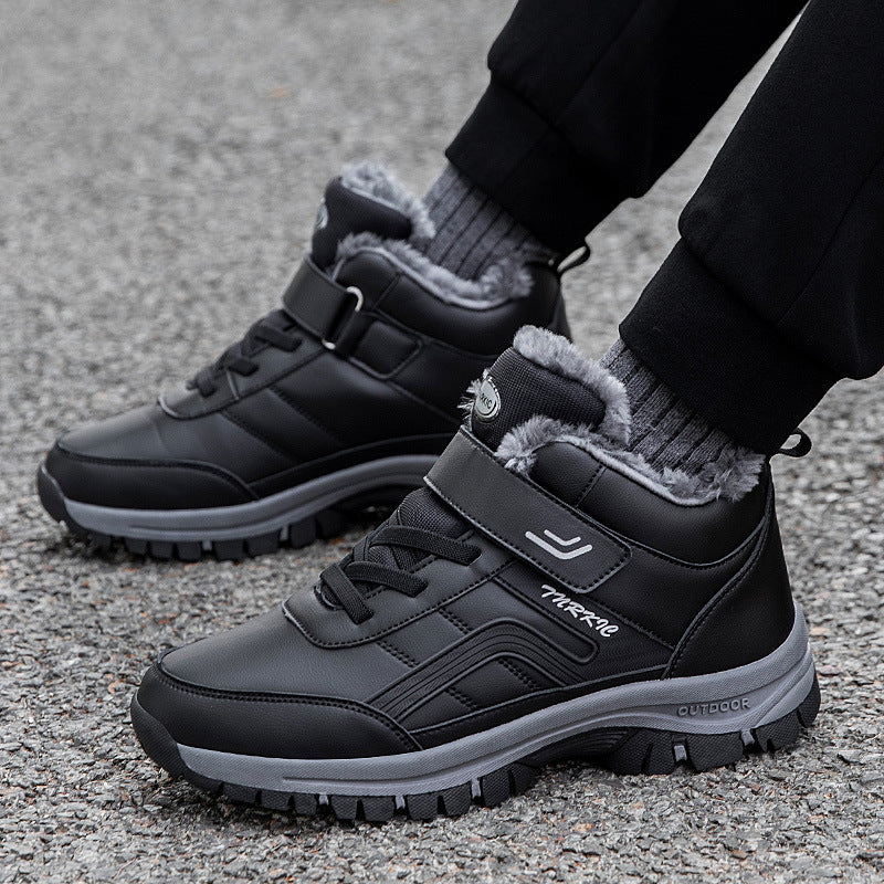 Winter Boots Women Men Warm Plush Velcro Snow Boots Climbing Hiking Shoes Pi-Mart