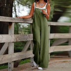 Women's Sleeveless Jumpsuit With Pockets And Adjustable Shoulder Strap Fashion Loose Wide Leg Straight Overalls Summer Beach Trousers - SJB-DIAMOND ELITES