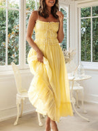Vintage Ruffled Hem Midi Dress With Tied And Ruched Detail Elegant Feminine Girls Dress